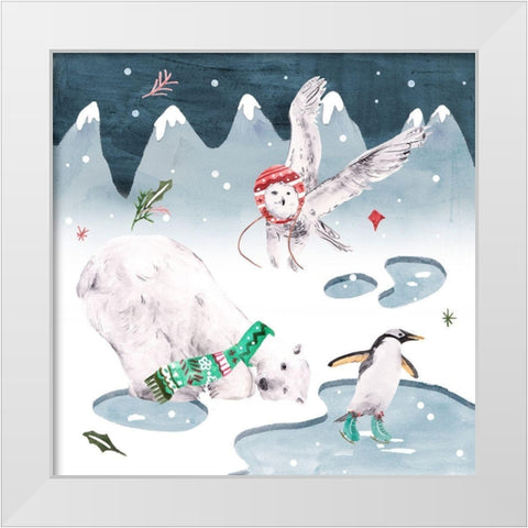 North Pole Friends IV White Modern Wood Framed Art Print by Wang, Melissa