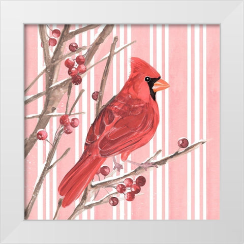 Winter Cardinal II White Modern Wood Framed Art Print by Warren, Annie