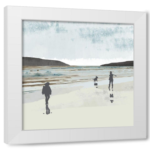 Beach Walking I White Modern Wood Framed Art Print by Kouta, Flora