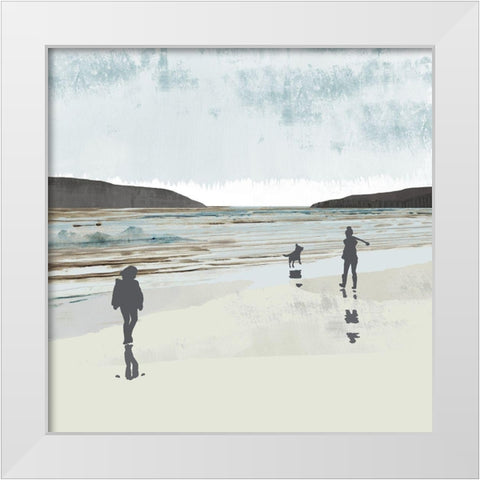 Beach Walking I White Modern Wood Framed Art Print by Kouta, Flora