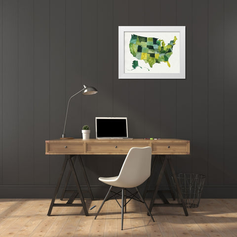 USA in Watercolor I White Modern Wood Framed Art Print by Popp, Grace