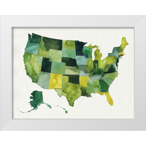 USA in Watercolor I White Modern Wood Framed Art Print by Popp, Grace