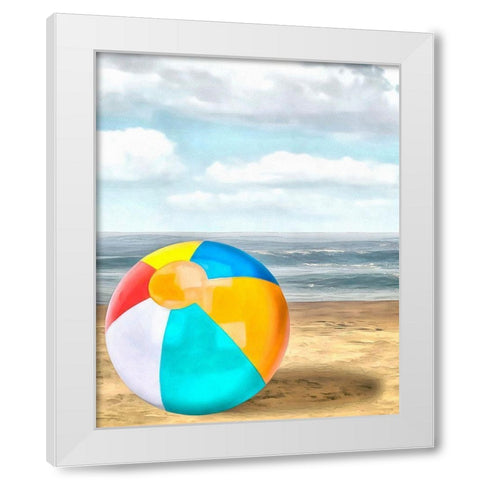 Beach Ball I White Modern Wood Framed Art Print by Saunders, Alonzo
