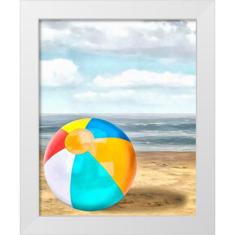 Beach Ball I White Modern Wood Framed Art Print by Saunders, Alonzo