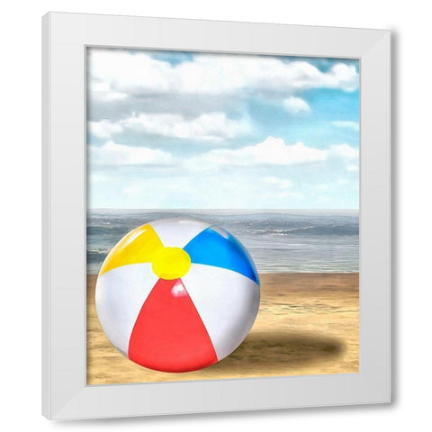 Beach Ball II White Modern Wood Framed Art Print by Saunders, Alonzo