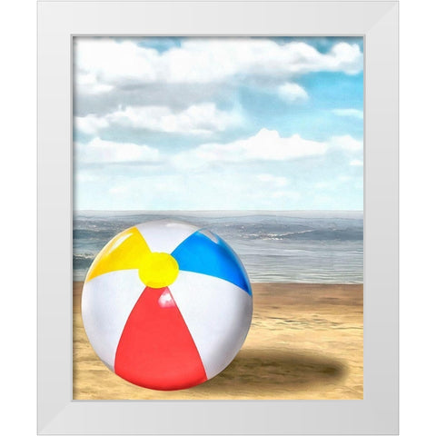 Beach Ball II White Modern Wood Framed Art Print by Saunders, Alonzo