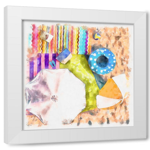 Birds Eye Beach I White Modern Wood Framed Art Print by Saunders, Alonzo