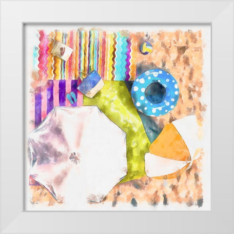 Birds Eye Beach I White Modern Wood Framed Art Print by Saunders, Alonzo