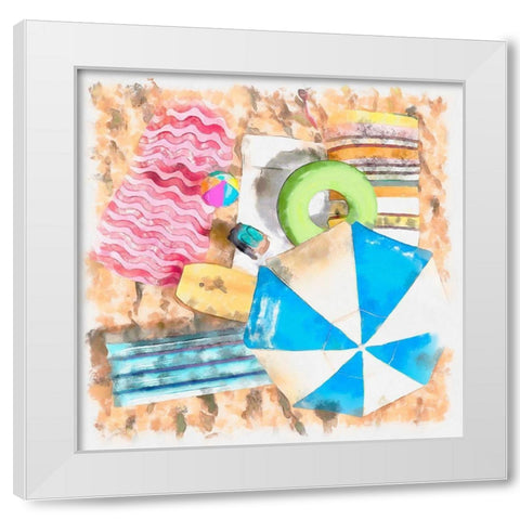 Birds Eye Beach II White Modern Wood Framed Art Print by Saunders, Alonzo