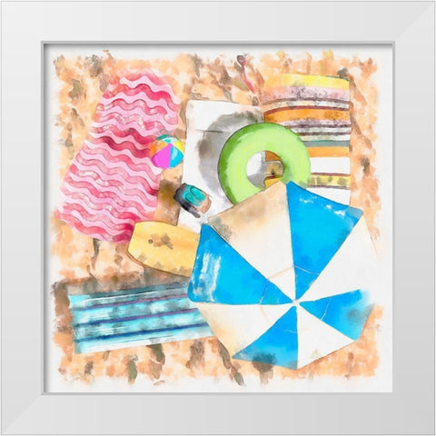 Birds Eye Beach II White Modern Wood Framed Art Print by Saunders, Alonzo