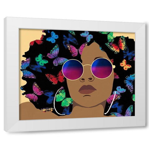 Butterfly Diva I White Modern Wood Framed Art Print by Saunders, Alonzo