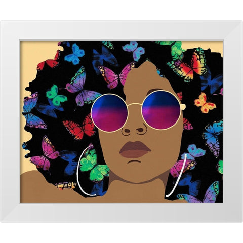 Butterfly Diva I White Modern Wood Framed Art Print by Saunders, Alonzo
