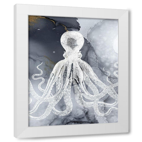 Octopus Ink I White Modern Wood Framed Art Print by Zalewski, Christine