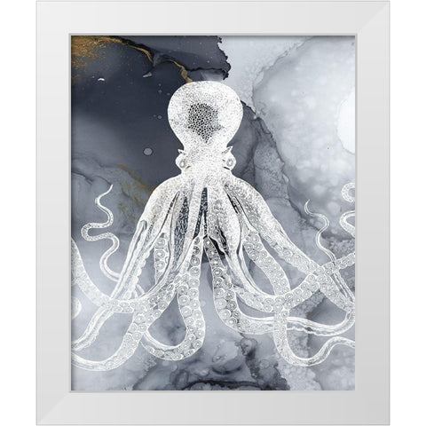 Octopus Ink I White Modern Wood Framed Art Print by Zalewski, Christine