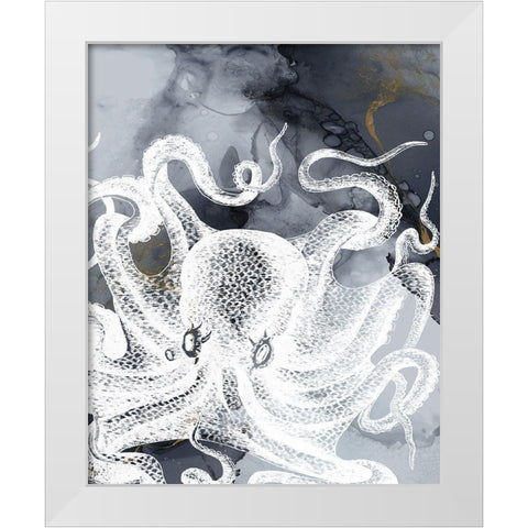 Octopus Ink II White Modern Wood Framed Art Print by Zalewski, Christine