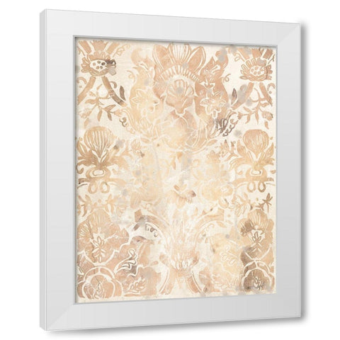 Walnut Damask III White Modern Wood Framed Art Print by Vess, June Erica