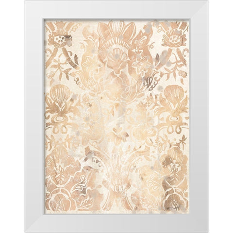 Walnut Damask III White Modern Wood Framed Art Print by Vess, June Erica