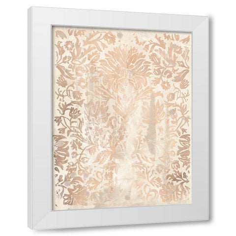 Walnut Damask IV White Modern Wood Framed Art Print by Vess, June Erica