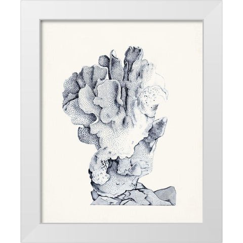 Blue Antique Coral IV White Modern Wood Framed Art Print by Vision Studio