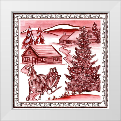 Christmas Wonderland Toile II White Modern Wood Framed Art Print by Wang, Melissa