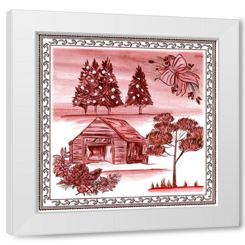 Christmas Wonderland Toile III White Modern Wood Framed Art Print by Wang, Melissa