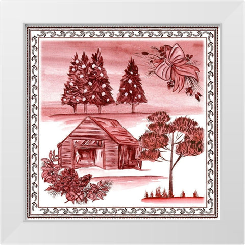 Christmas Wonderland Toile III White Modern Wood Framed Art Print by Wang, Melissa