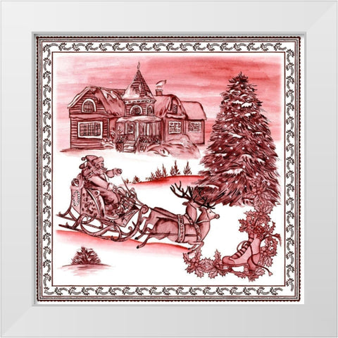 Christmas Wonderland Toile IV White Modern Wood Framed Art Print by Wang, Melissa