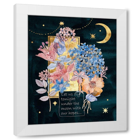 Moonlight Flowers I White Modern Wood Framed Art Print by Wang, Melissa