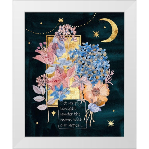 Moonlight Flowers I White Modern Wood Framed Art Print by Wang, Melissa