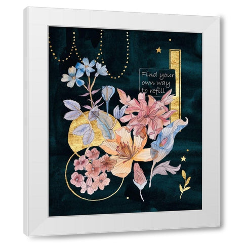 Moonlight Flowers II White Modern Wood Framed Art Print by Wang, Melissa