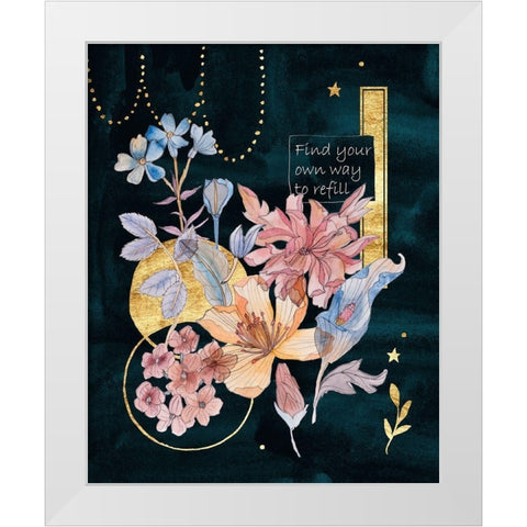 Moonlight Flowers II White Modern Wood Framed Art Print by Wang, Melissa