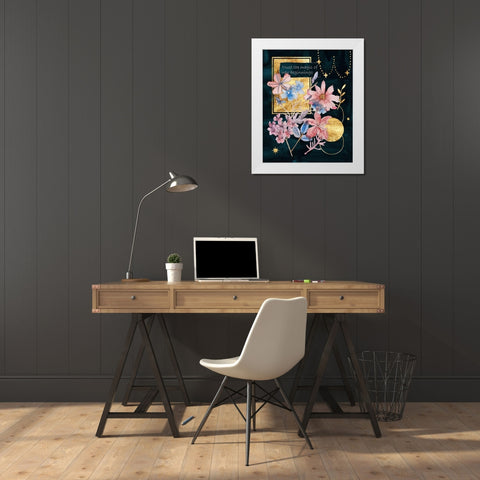 Moonlight Flowers IV White Modern Wood Framed Art Print by Wang, Melissa