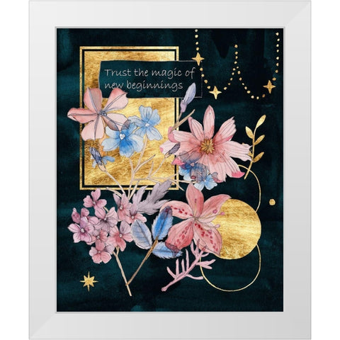 Moonlight Flowers IV White Modern Wood Framed Art Print by Wang, Melissa