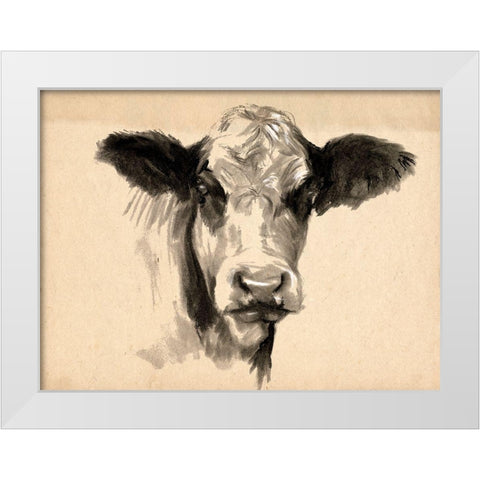 Charcoal Cow II White Modern Wood Framed Art Print by Parker, Jennifer Paxton