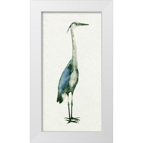 Deep Blue Heron I White Modern Wood Framed Art Print by Caroline, Emma