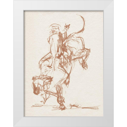 Rodeo Gestures in Sepia II White Modern Wood Framed Art Print by Parker, Jennifer Paxton