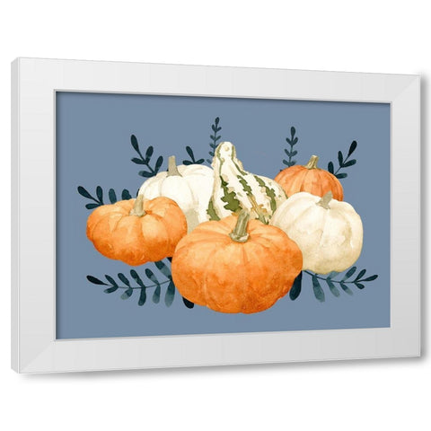 Autumn Orange And Blues II White Modern Wood Framed Art Print by Caroline, Emma