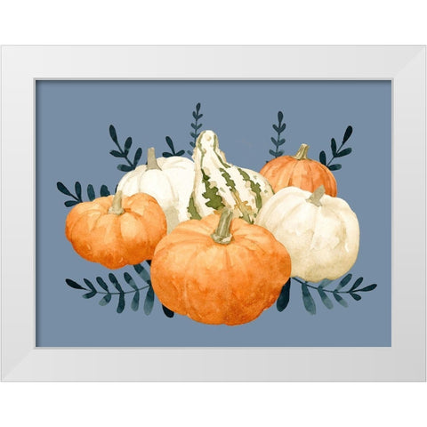 Autumn Orange And Blues II White Modern Wood Framed Art Print by Caroline, Emma