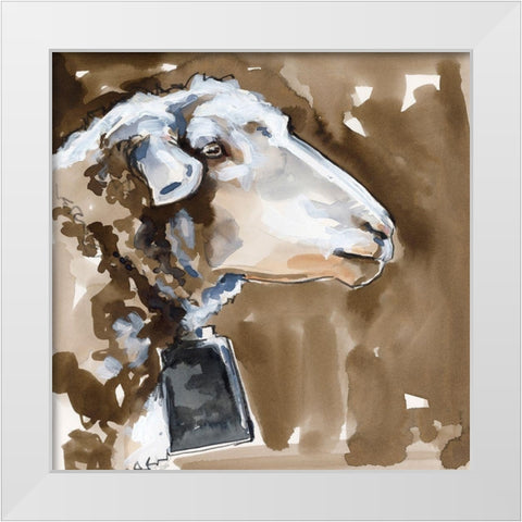 Side Eye Sheep I White Modern Wood Framed Art Print by Parker, Jennifer Paxton