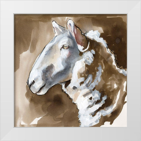 Side Eye Sheep II White Modern Wood Framed Art Print by Parker, Jennifer Paxton