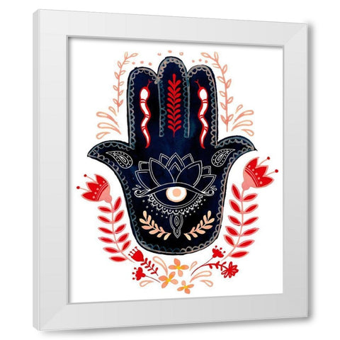 Folk Hand Hamsa I White Modern Wood Framed Art Print by Parker, Jennifer Paxton