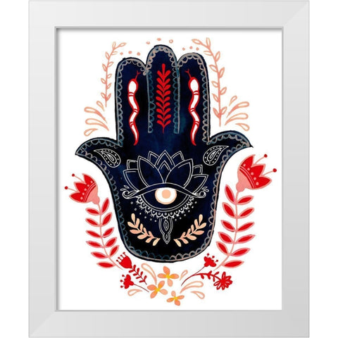 Folk Hand Hamsa I White Modern Wood Framed Art Print by Parker, Jennifer Paxton