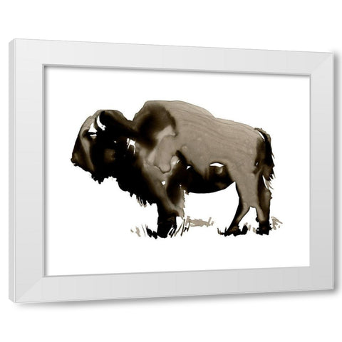 Monochrome Bison II White Modern Wood Framed Art Print by Parker, Jennifer Paxton