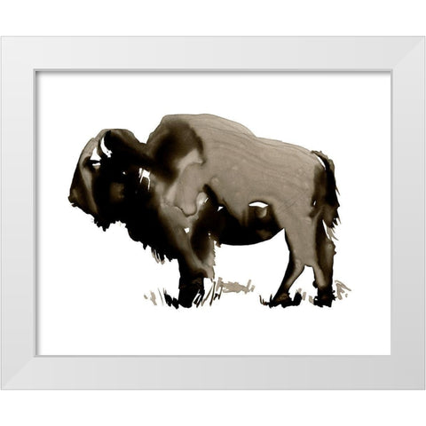 Monochrome Bison II White Modern Wood Framed Art Print by Parker, Jennifer Paxton