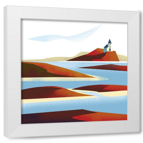 Illustrated Italian Landscape V White Modern Wood Framed Art Print by Arctic Frame