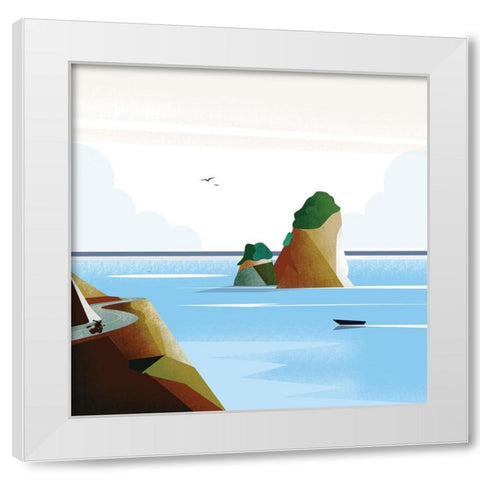 Illustrated Italian Landscape VI White Modern Wood Framed Art Print by Arctic Frame