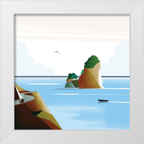 Illustrated Italian Landscape VI White Modern Wood Framed Art Print by Arctic Frame