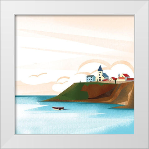 Illustrated Italian Landscape VII White Modern Wood Framed Art Print by Arctic Frame