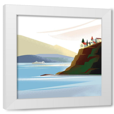 Illustrated Italian Landscape IX White Modern Wood Framed Art Print by Arctic Frame