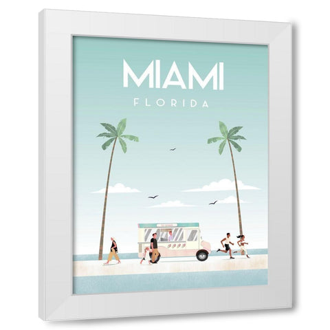 Illustrated Miami Beach I White Modern Wood Framed Art Print by Arctic Frame